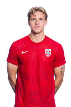 Jesper Daland of the Norwegian national football team poses