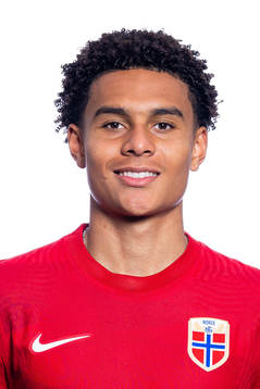 Antonio Nusa of the Norwegian national football team poses