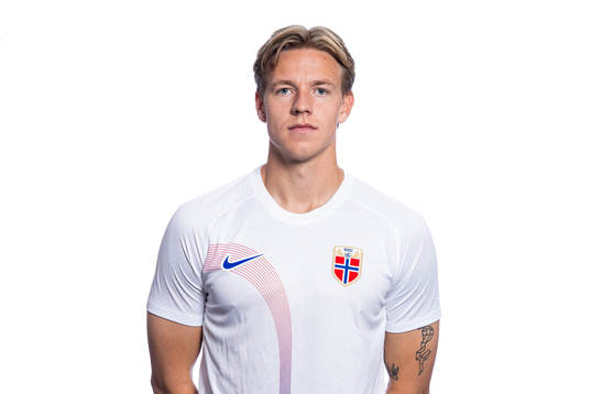 Jesper Daland of the Norwegian national football team poses