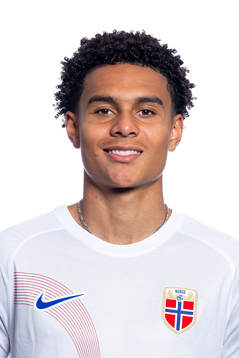 Antonio Nusa of the Norwegian national football team poses