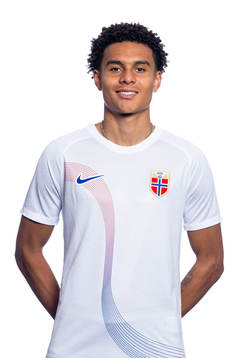 Antonio Nusa of the Norwegian national football team poses