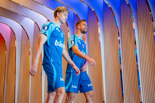 Jesper Daland and Kristoffer Ajer of the Norwegian national