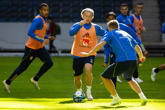 Robin Quaison and Emil Forsberg of Sweden