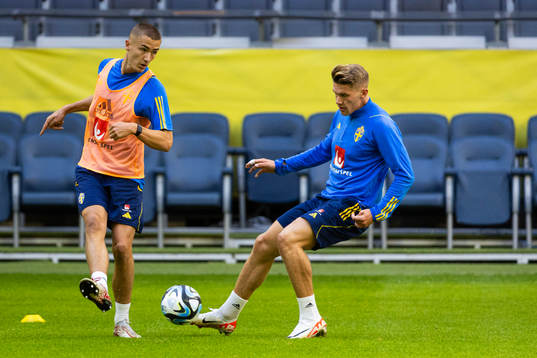 Gustaf Lagerbielke and Viktor Gyökeres of Sweden
