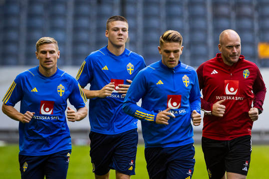 Carl Starfelt, Emil Holm, and Viktor Gyökeres of Sweden