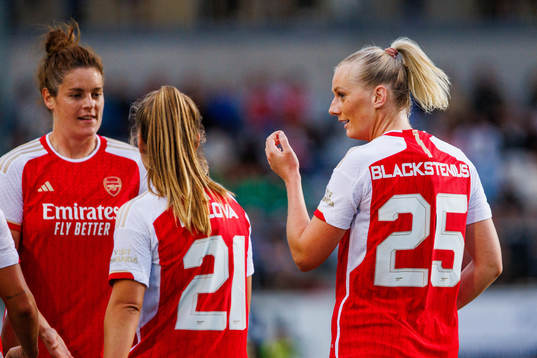 Arsenals Stina Blackstenius celebrates