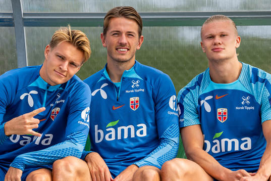 Martin Ødegaard, Sander Berge and Erling Braut Haaland of