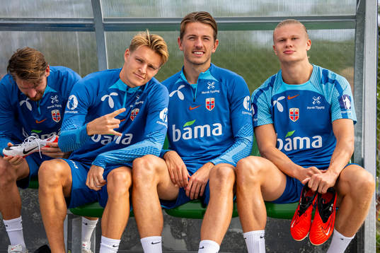 Martin Ødegaard, Sander Berge and Erling Braut Haaland of