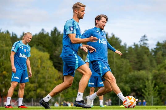 Kristoffer Ajer and Stefan Strandberg of the Norwegian