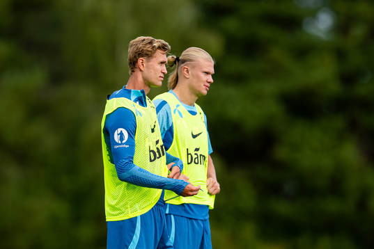 Ola Solbakken and Erling Braut Haaland of the Norwegian