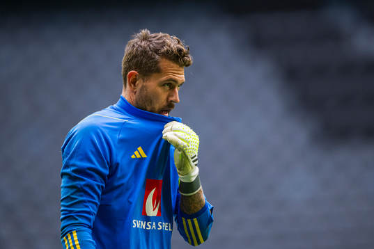 Goalkeeper Kristoffer Nordfeldt of the Swedish national