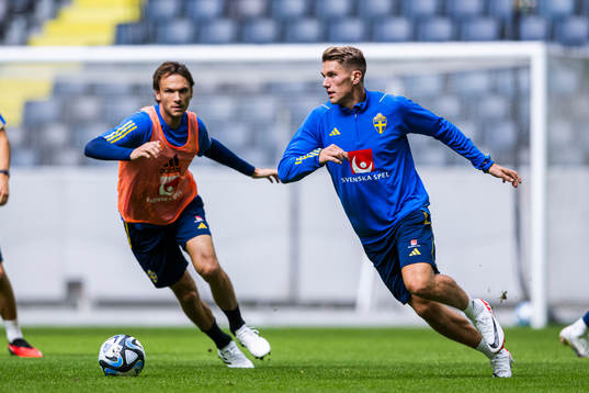 Viktor Gyökeres and Albin Ekdal of the Swedish national