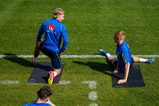 Sebastian Nanasi and Hugo Larsson of the Swedish under-21