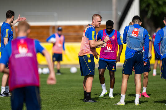 Goalkeeper coach Linus Kandolin of the Swedish under-21