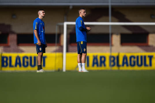 Mayckel Lahdo and Jacob Ondrejka of the Swedish under-21