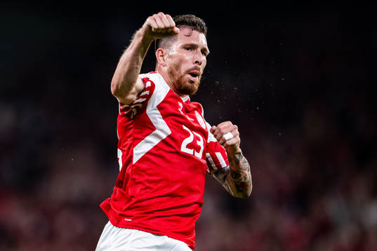 Pierre-Emile Højbjerg of Denmark celebrates