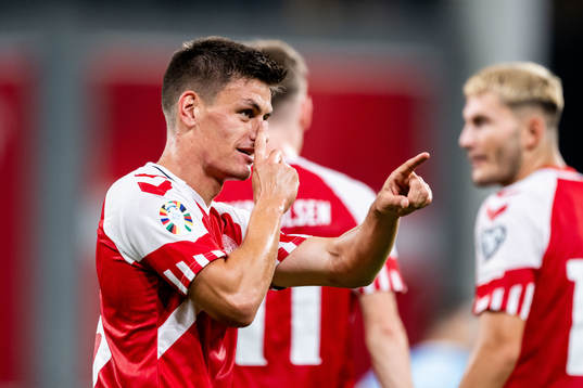Joakim Mæhle of Denmark celebrates