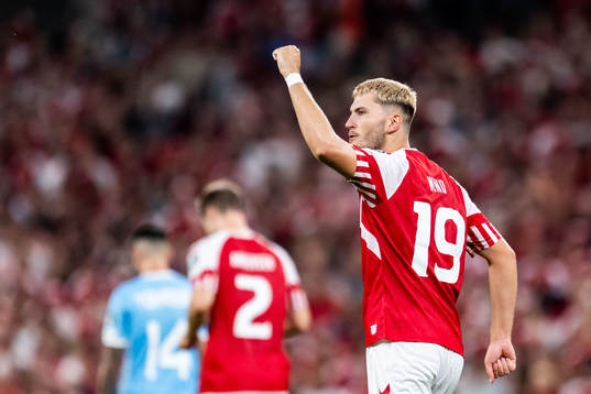 Jonas Wind of Denmark celebrates