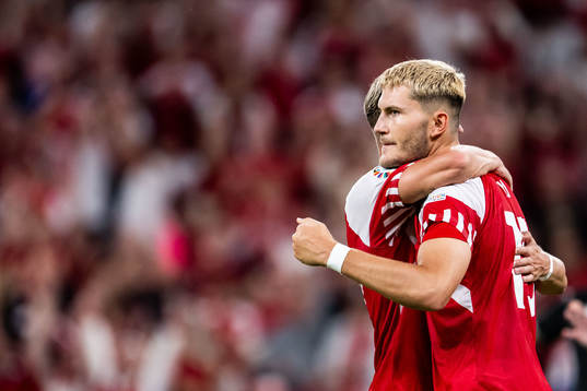 Jonas Wind of Denmark celebrates