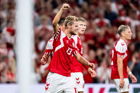 Morten Hjulmand of Denmark celebrates
