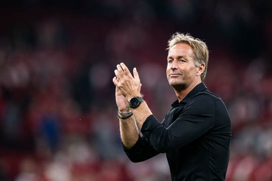 Head coach Kasper Hjulmand of Denmark celebrates