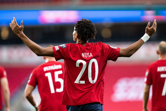 Antonio Nusa of Norway celebrates