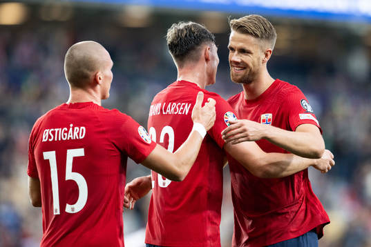 Kristoffer Ajer celebrates