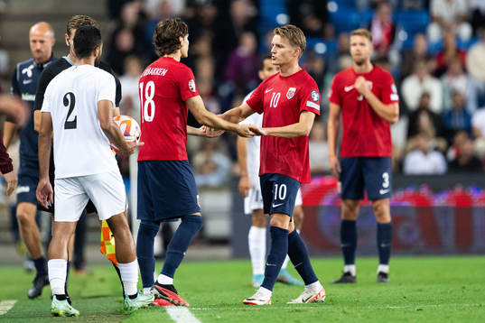 Markus Solbakken and Martin Ødegaard of Norway