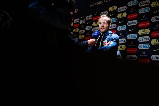 Bård Finne of Norway in mixed zone
