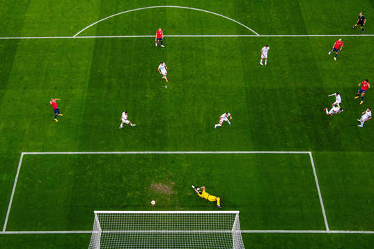 Antonio Nusa of Norway scores the 1-0 goal behind