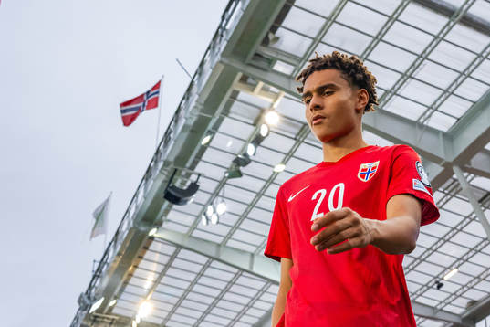 Antonio Nusa of Norway enters the pitch