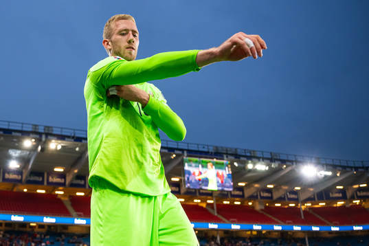 Goalkeeper Egil Selvik of Norway at half-time