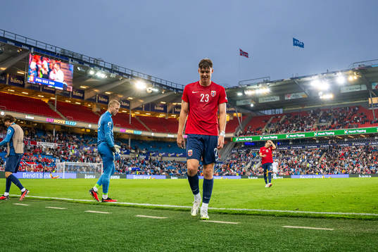 Jørgen Strand Larsen of Norway at half-time