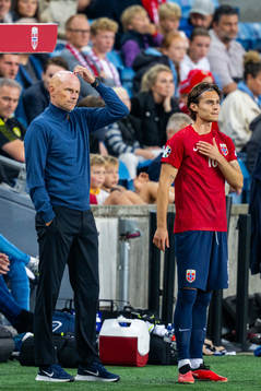 Ståle Solbakken, head coach of Norway, and Markus Solbakken