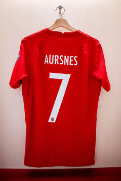The kit of Fredrik Aursnes of Norway in the dressing room