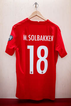 The kit of Markus Solbakken of Norway in the dressing room