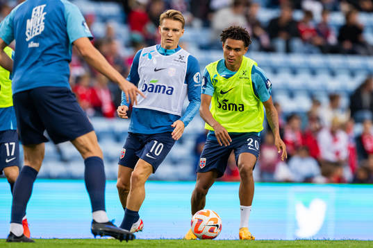 Martin Ødegaard and Antonio Nusa of Norway