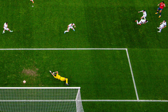 Antonio Nusa of Norway scores the 1-0 goal behind