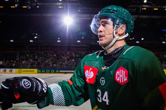 Michael Lindqvist of Färjestad Celebrates