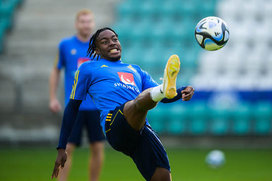 Anthony Elanga of the Swedish national football team at a