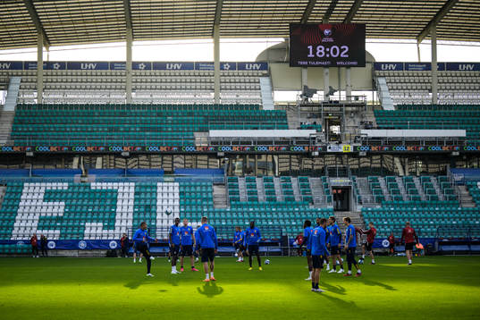 Players of the Swedish national football team at a training