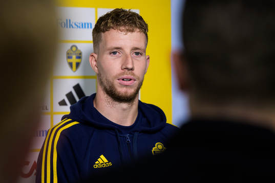 Samuel Gustafson of the Swedish national football team at a