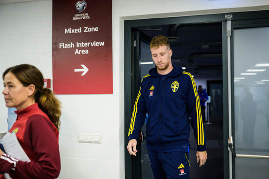Samuel Gustafson of the Swedish national football team at a
