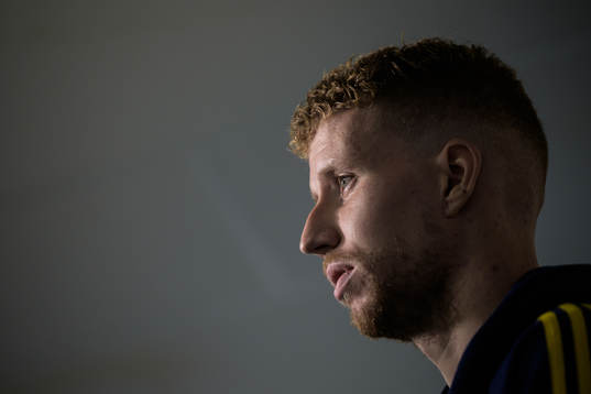 Samuel Gustafson of the Swedish national football team at a