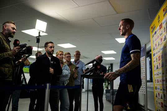 Robin Olsen of the Swedish national football team at a