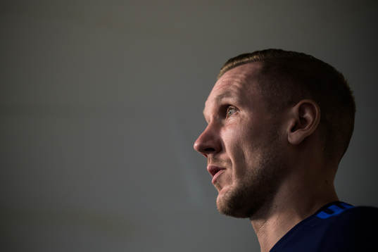 Robin Olsen of the Swedish national football team at a