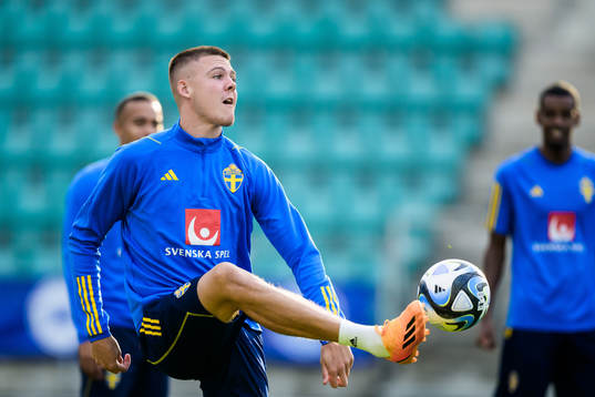 Emil Holm of the Swedish national football team at a