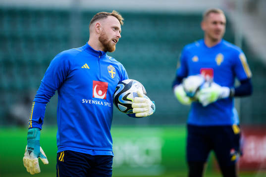 Viktor Johansson of the Swedish national football team at a