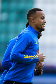 Robin Quaison of the Swedish national football team at a