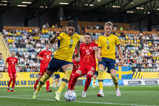 Jusef Erabi and Casper Widell of Sweden and Rezat Ramadani